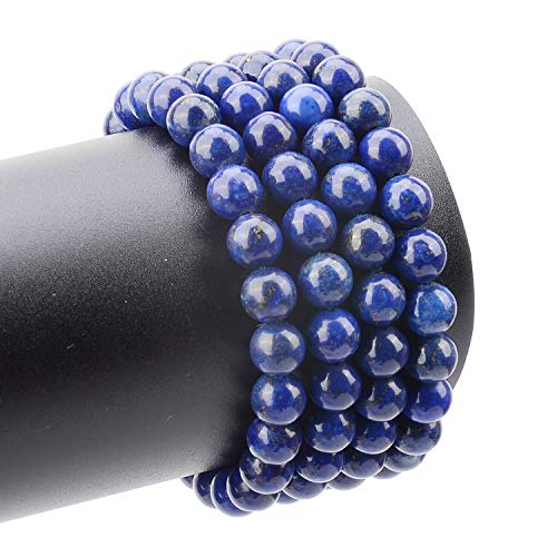 LPBeads 100PCS 8mm Blue Lapis Gemstone Round Loose Beads for Jewelry Making with Crystal Stretch Cord - Image 4