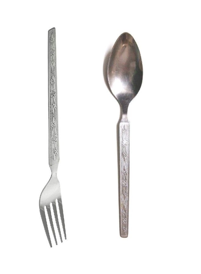 Easy Chef of Stainless Steel Dinner Spoons & Forks Set (12 Pieces of Spoons & 12 Pieces of Fork) Combo 24 Pieces - Image 1
