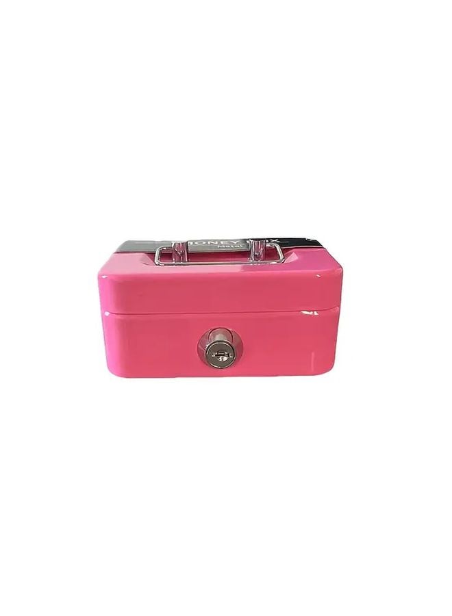 صندوق ودائع صغير وردي ثقيل للمكتب المنزلي مع قفل مفتاح للمقتنيات الثمينة - Image 1