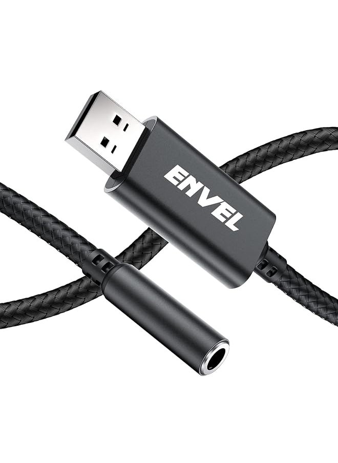 ENVEL Usb To 3.5Mm Jack Audio Adapter Usb To Aux External Stereo Sound Card For Ps4 Ps5 Pc Laptop Headphone Adapter With Built In Chip Trrs 4 Pole Mic Supported  - Image 1