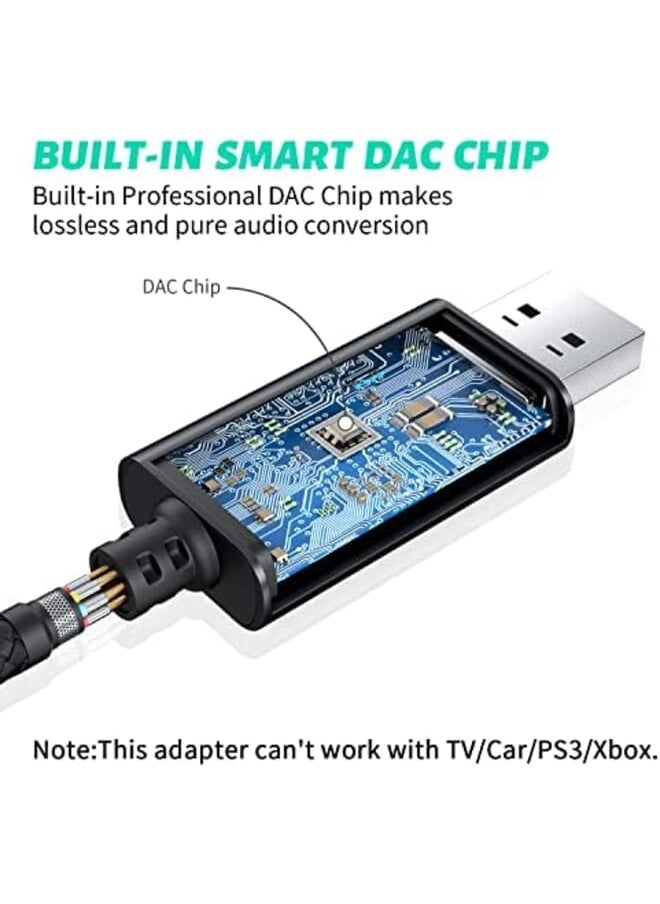 ENVEL Usb To 3.5Mm Jack Audio Adapter Usb To Aux External Stereo Sound Card For Ps4 Ps5 Pc Laptop Headphone Adapter With Built In Chip Trrs 4 Pole Mic Supported  - Image 2