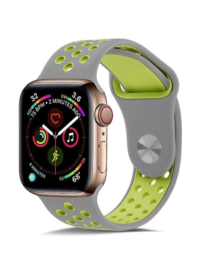 Generic - Bands Compatible for Apple Watch Series 7 Band 41mm 40mm 38mm Women Men,Durable Breathable Sport Soft Silicone Replacement Bands Compatible for iWatch 6 5 4 3 2 1 SE,Grey & Green,M/L - Image 1