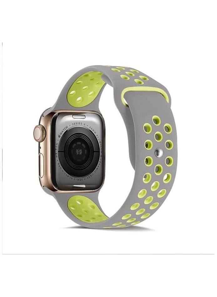 Generic - Bands Compatible for Apple Watch Series 7 Band 41mm 40mm 38mm Women Men,Durable Breathable Sport Soft Silicone Replacement Bands Compatible for iWatch 6 5 4 3 2 1 SE,Grey & Green,M/L - Image 1