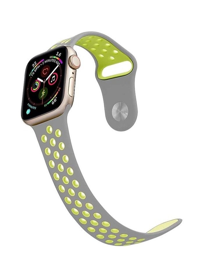 Generic - Bands Compatible for Apple Watch Series 7 Band 41mm 40mm 38mm Women Men,Durable Breathable Sport Soft Silicone Replacement Bands Compatible for iWatch 6 5 4 3 2 1 SE,Grey & Green,M/L - Image 1