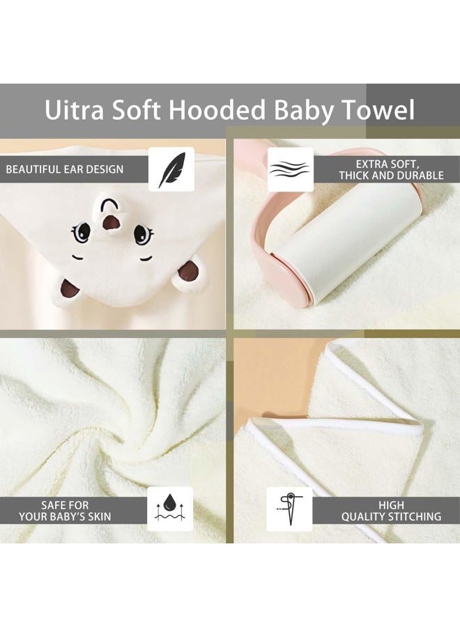 Febvao Baby Hooded Towels,31 x 31 in Baby Washcloths, Infant Super Soft Baby Bath Towels with Hood for Toddlers1-3,Highly Absorbent Viscose Hooded Towel for Boys, Girls, Newborn Essentials - Image 3