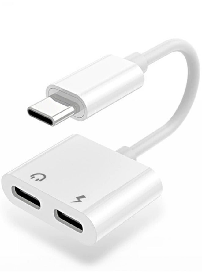 Tersely Dual USB C Headphone and Charger Adapter, USB-C Audio + Charge Adapter,2-in-1 Type C Audio Adapter+ Charge Dongle Adapter for iPhone 17/16/16 Plus/16 Pro/16 Pro/15 Series, iPad Pro, Galaxy, Note, Google Pixel, LG - Image 1