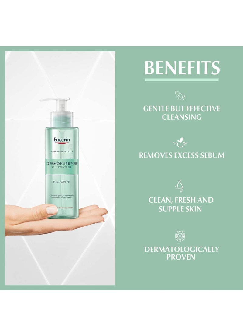 Eucerin - Eucerin Dermo Purifyer Cleansing Gel, suitable for acne-prone skin, without perfume and soap-free, 200 ml - Image 1