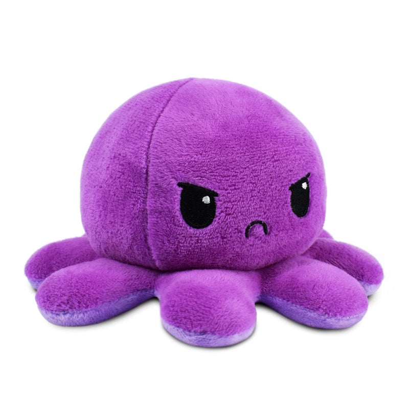 TeeTurtle Reversible Octopus Plushie 4Inch Dark Purple Light Purple TwoSided Flip Plush Toy with Embroidered Details Cute Mini Collectible Plush for Kids Teens and Adults - Image 2