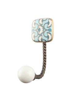 Indian-Shelf IndianShelf Handmade Ceramic Square in Fitting Wall Hooks Hangers Holders 1255 cm Turquoise 1 Piece  - Image 1