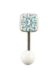 Indian-Shelf IndianShelf Handmade Ceramic Square in Fitting Wall Hooks Hangers Holders 1255 cm Turquoise 1 Piece  - Image 2