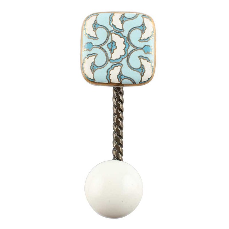 Indian-Shelf IndianShelf Handmade Ceramic Square in Fitting Wall Hooks Hangers Holders 1255 cm Turquoise 1 Piece  - Image 2