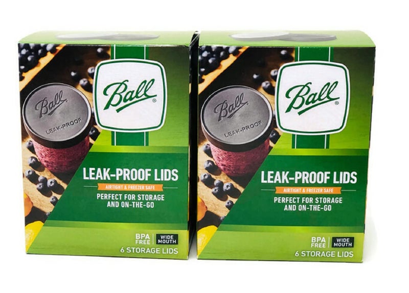 Ball Ball Leak-Proof Plastic Lids for Glass Mason Jars, Used for Canning, Pickling, Juice, Jam, Jelly (Wide, 6 Count (Pack of 2))  - Image 1