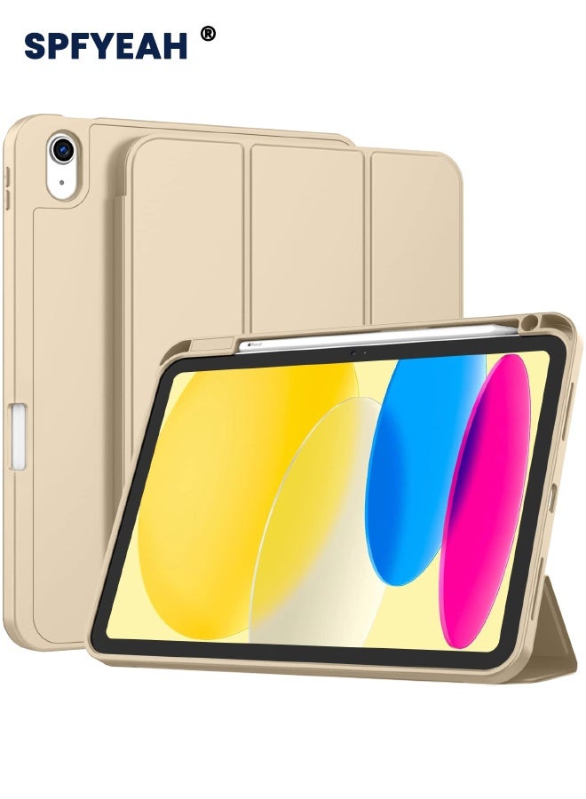 SPFYEAH iPad (A16) 11th Generation 11 inch (2025) / iPad 10th Generation 10.9 inch (2022) Case, with Pencil Holder, Auto Wake/Sleep, Trifold Stand Smart Cover with Soft TPU Back, Champagne Gold - Image 1
