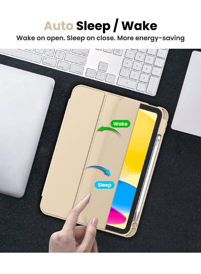 SPFYEAH iPad (A16) 11th Generation 11 inch (2025) / iPad 10th Generation 10.9 inch (2022) Case, with Pencil Holder, Auto Wake/Sleep, Trifold Stand Smart Cover with Soft TPU Back, Champagne Gold - Image 4