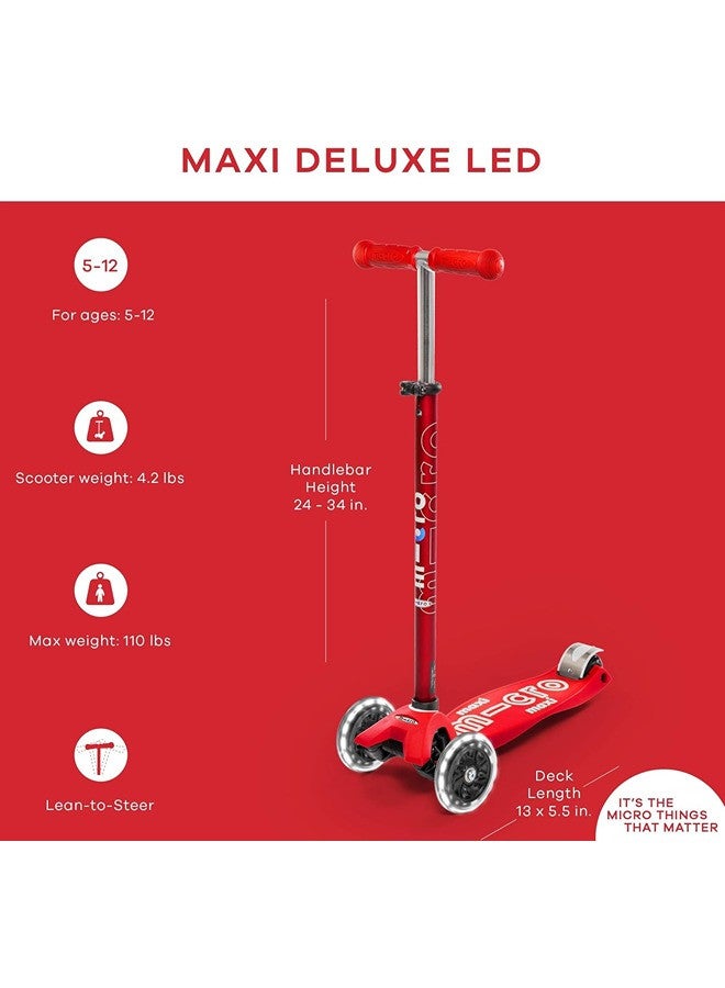 Micro Maxi Deluxe With T-Bar Led Scooter (Red) | Scooters | Scooter for Boys | Scooter for Kids | Kids Scooter | Outdoor Scooter| Ride on Scooter | Scooter for Girls - Image 5