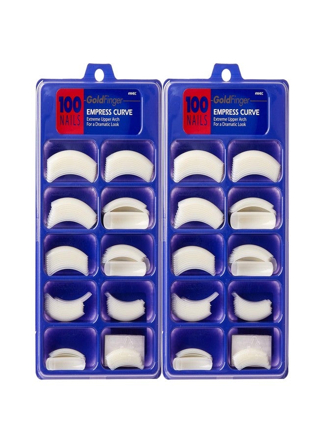 Goldfinger 100 Pcs Acrylic Plane Fake Nails Tip Empress Curve Extreme Upper Arch Overlap Long Length Half Cover French False Nail Tips Full Cover Press on Nails DIY Nail Art Nail Extension (2 Pack) - Image 1