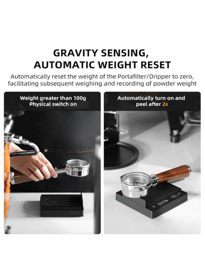 ام اتش دابيلو - ثري بومبار ميزان الإسبريسو MHW-3BOMBER مع مؤقت، ميزان قهوة صغير مع كشف المواد الصلبة والسائلة، ميزان رقمي للقهوة مع خاصية التصفير التلقائي، دقة وزن 0.1 جرام، وضعان، أسود ES6027B-OS - Image 3