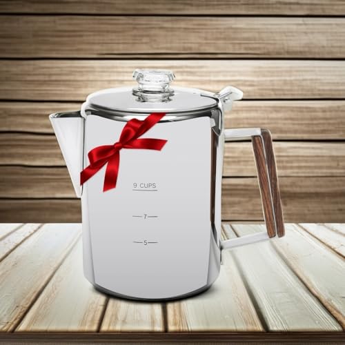 MEREZA Camping Coffee Pot Stovetop Coffee Maker Percolator Campfire Coffee Pot Stainless Steel Coffee Pot Camping Outdoors Home 9 Cup No Aluminum & Plastic Fast Brew - Image 5