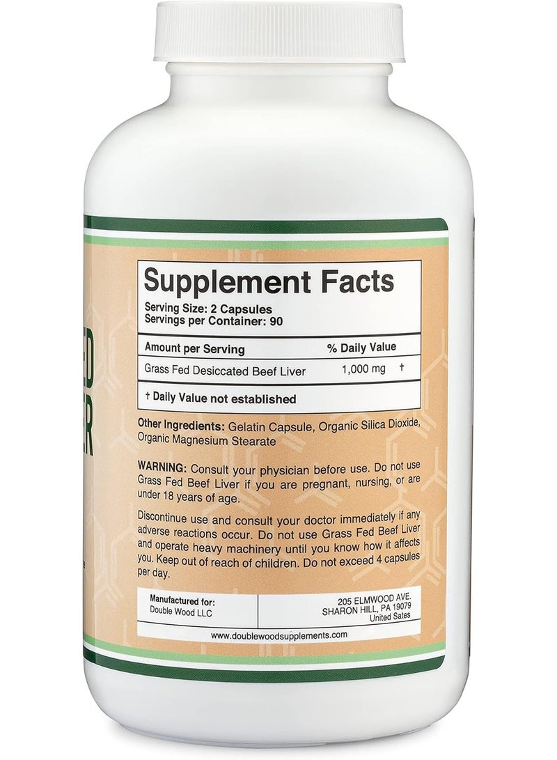 كبسولات كبد البقر (1000 ملغ من كبد البقر المجفف الذي يتغذى على العشب لكل حصة، 180 كبسولة) - Image 3