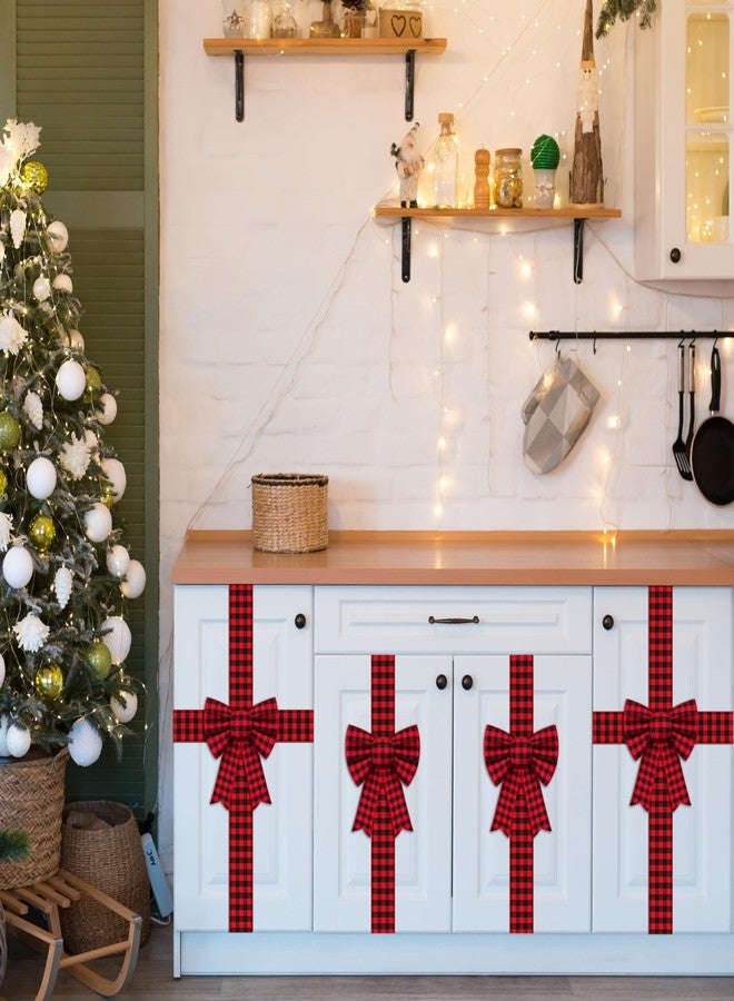 Fayoo 6 PCS Christmas Cabinet Bow Ribbon Decoration Set Include Large Cabinet Door Bow and 10M Wide Checkered Festive Ribbon, Holiday Xmas Decorations for Christmas Tree Wreath Outdoor (Red Black Plaid) - Image 5