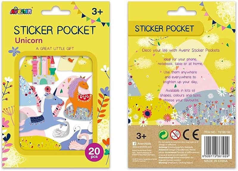 Avenir 72p-DP197101 Unicorn Stickers Pocket - 20 Pieces