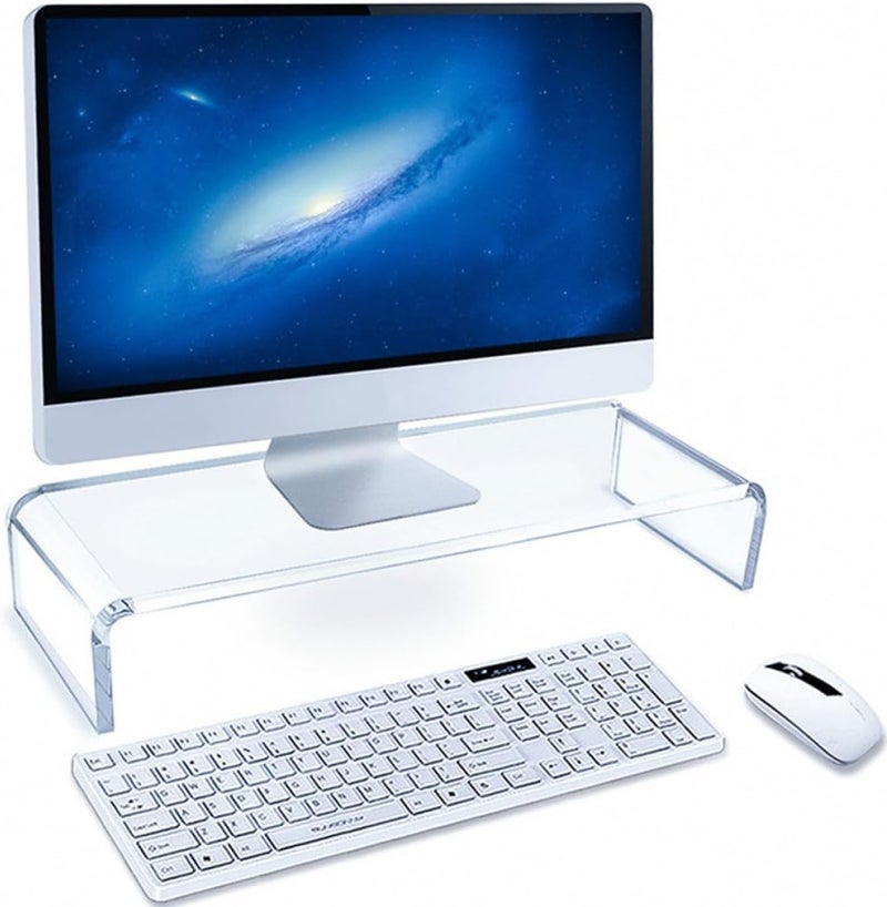 Acrylic Computer Monitor Stand Riser 40x20x10cm Laptop Elevating Stand with Keyboard Storage for Desktop Office Use - Image 4