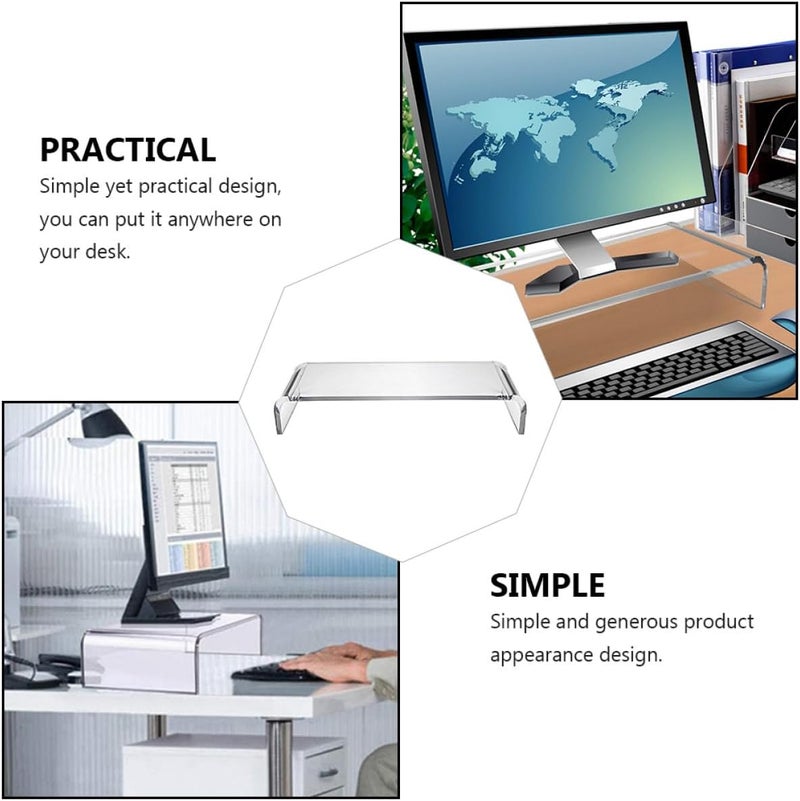 Acrylic Computer Monitor Stand Riser 40x20x10cm Laptop Elevating Stand with Keyboard Storage for Desktop Office Use - Image 5