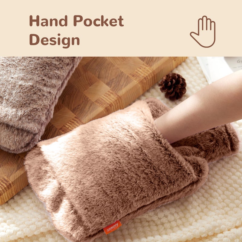 samply Hot Water Bottle with Cover - 2L Hot Water Bag with Hand Pocket, for Hand Feet Warmer, Khaki - Image 4