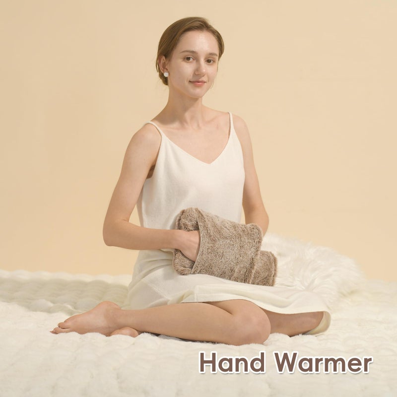samply Hot Water Bottle with Cover - 2L Hot Water Bag with Hand Pocket, for Hand Feet Warmer, Khaki - Image 2