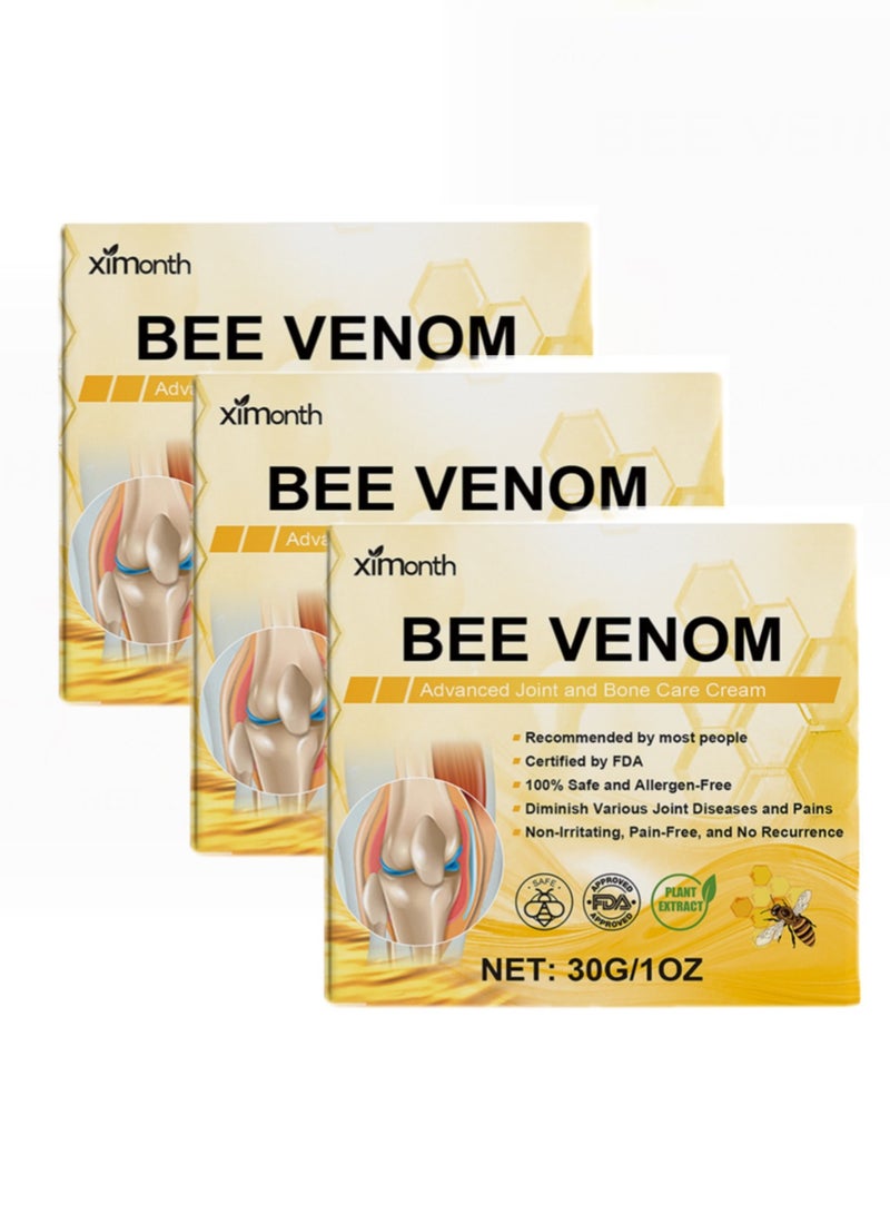 3-Pack Natural Organic Bee Venom Joint Care Cream, Relieves Muscle And Joint Pain 30g*3 - Image 1