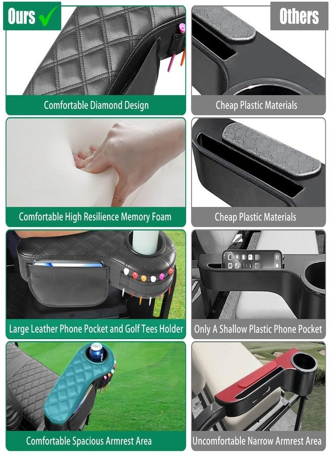 LEAPGOMAX Golf Cart Diamond Armrest with Cup Holder for Rear Seat, Upgraded Stable Triangle Support Frame No Drilling for EZGO Club Car DS Precedent Yamaha Golf Carts Arm Rest with 1" Side Square Tube - Image 4
