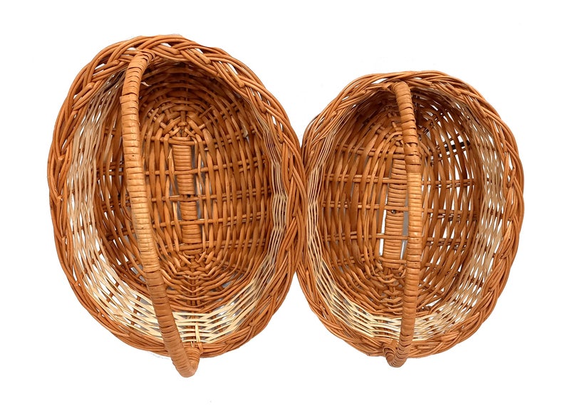 PRANSUNITA Decorative Multipurpose Storage and Gifting Oval Kashmir Wicker Handle Basket - Set of 2 different sizes - Image 5