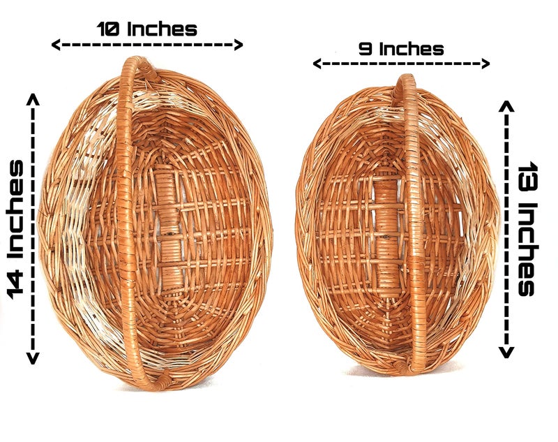 PRANSUNITA Decorative Multipurpose Storage and Gifting Oval Kashmir Wicker Handle Basket - Set of 2 different sizes - Image 3