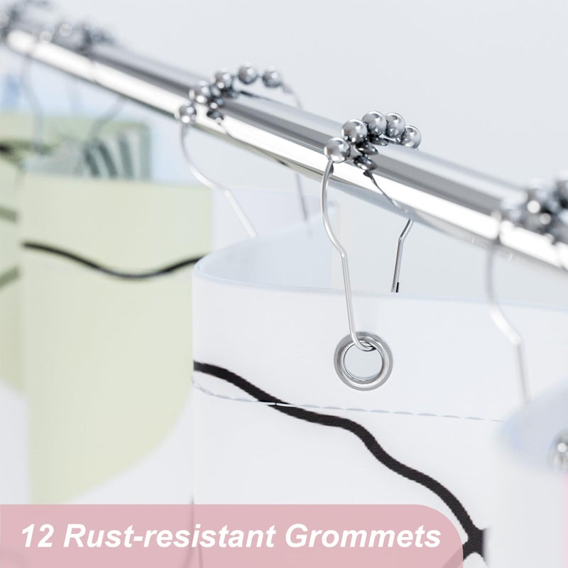 AmazerBath Floral Shower Curtain, 72"x72" Washable Cloth Spring Black Ink Blooms Shower Curtain with 12 Metal Hooks, Farmhouse Fabric Rustic Colorful Flower Shower Curtain Set for Bathroom Decor - Image 5