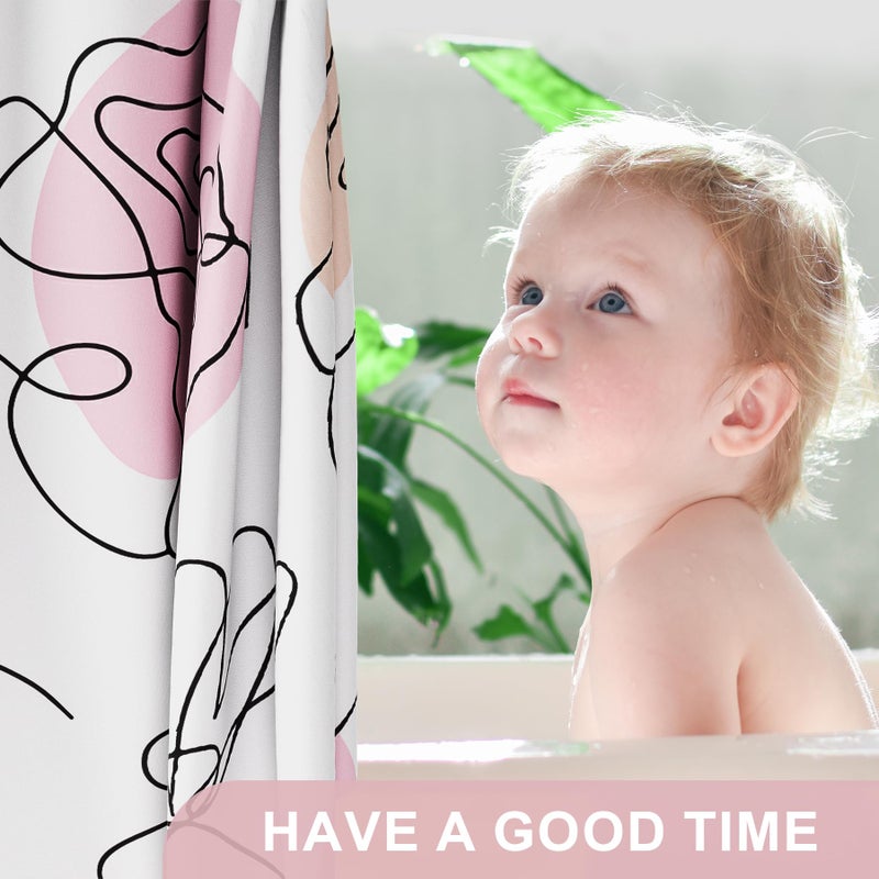 AmazerBath Floral Shower Curtain, 72"x72" Washable Cloth Spring Black Ink Blooms Shower Curtain with 12 Metal Hooks, Farmhouse Fabric Rustic Colorful Flower Shower Curtain Set for Bathroom Decor - Image 4