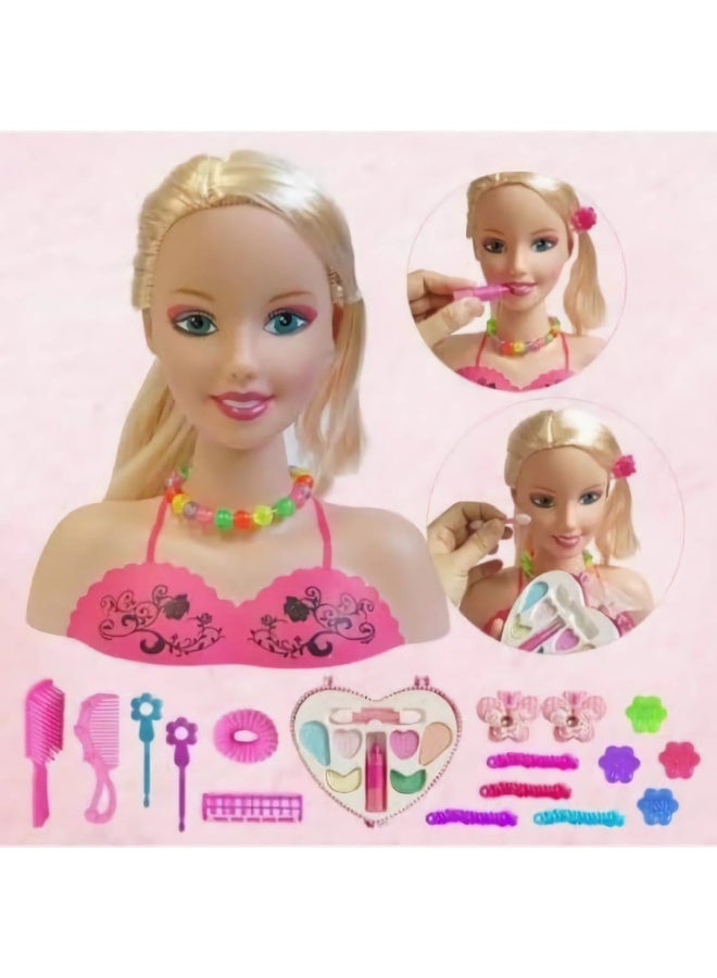 Makeup and hairstyling doll head for girls with various beauty accessories - Image 1