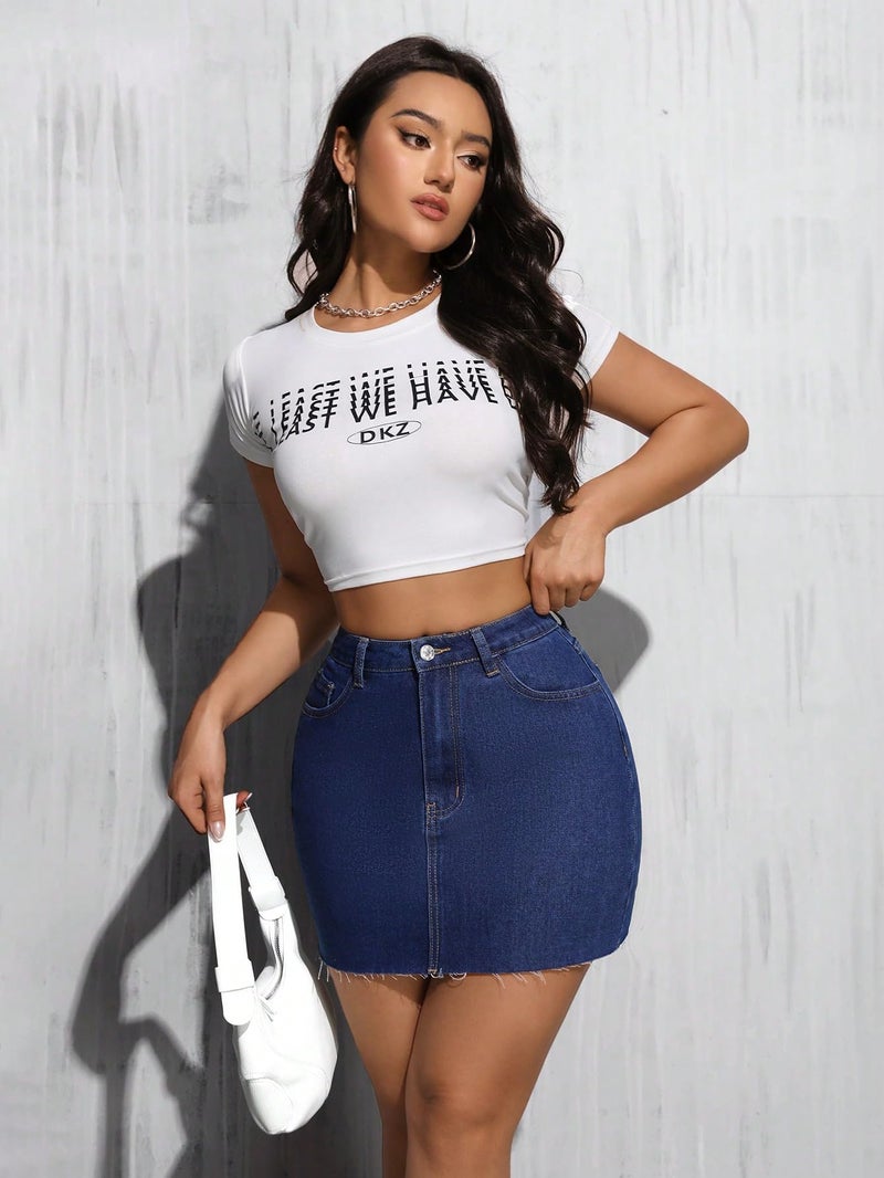 Aahwan DarkBlue Summer Casual Fashionable Fringed Slanted Pocket Bodycon Denim Skirt for Women'& Girl's(285-DB-S) - Image 4