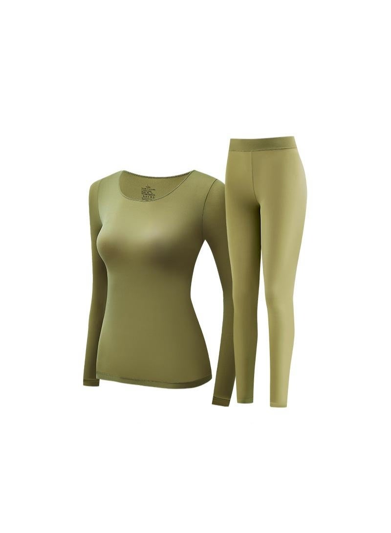NIBEMINENT Women's Thermal Underwear Autumn Winter Bottoming Shirt Long-sleeved T-shirt Thin Thermal Set  Women's - Image 1
