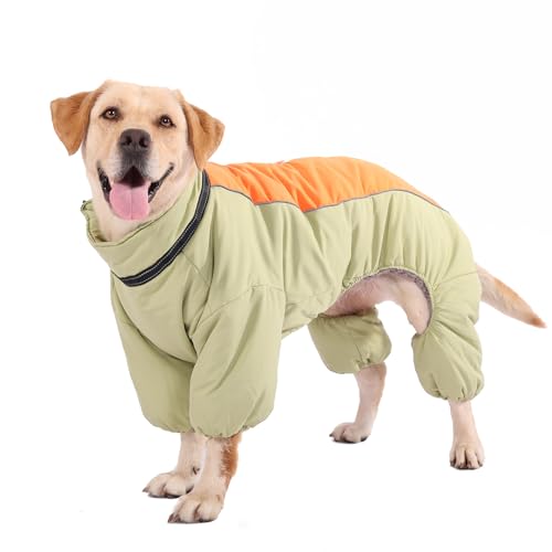 LOVINFURBABY Dog Warm Thick Winter Snowsuit, Fullbody Zip Up Coat with Leash Ring, Reflective Windproof Waterproof Dog Snow Jacket, LightGreen,22 - Image 2