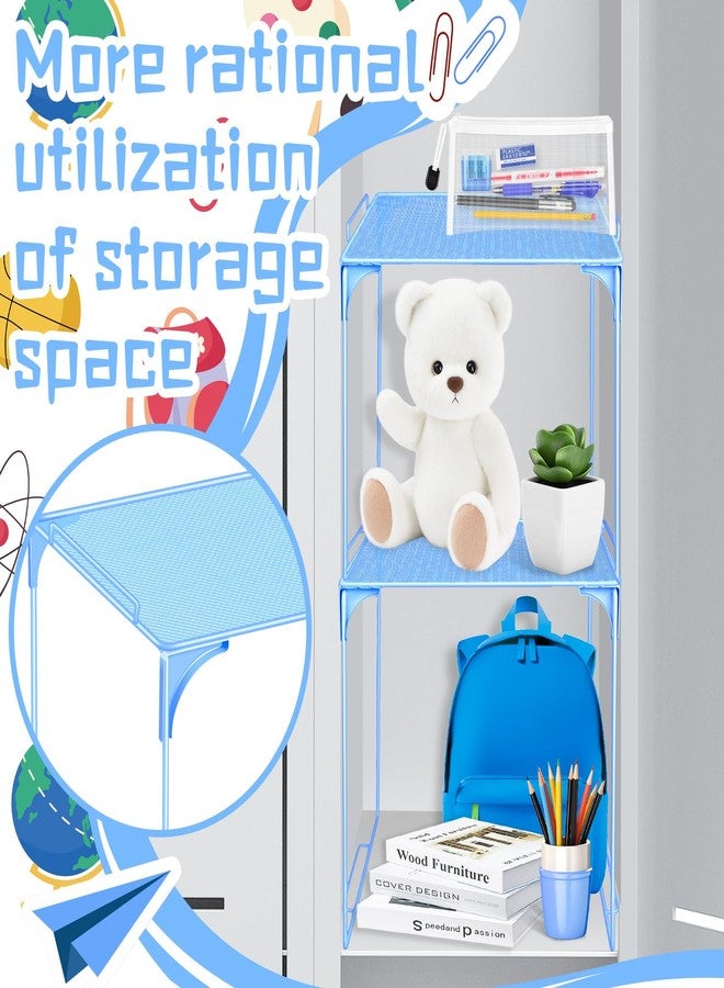 Demonwer Locker Organizer Shelf Blue Stackable Extra Locker Shelf Storage Cabinet Accessories for School Office Home Gym Supplies - Image 5