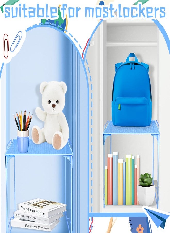 Demonwer Locker Organizer Shelf Blue Stackable Extra Locker Shelf Storage Cabinet Accessories for School Office Home Gym Supplies - Image 4