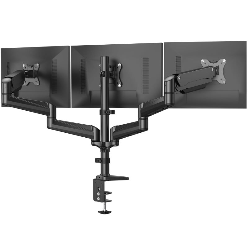 HUANUO Monitor Mount 3 Monitors for 17-32 Inch Screens, Screen Mount 3 Monitors Height Adjustable, Monitor Arm, Holds 8 kg per Arm, Black - Image 1