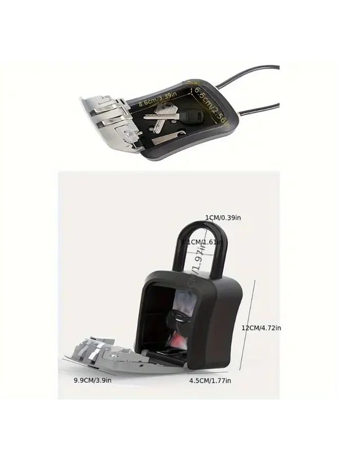 صندوق قفل مقاوم للطقس بلون رمادي بأربعة أرقام للتركيب على الحائط أو التعليق، رمز قابل لإعادة الضبط، تخزين آمن خارجي لمفاتيح المنزل والمفاتيح الاحتياطية للوسطاء العقاريين، لا يحتاج إلى بطارية - Image 3