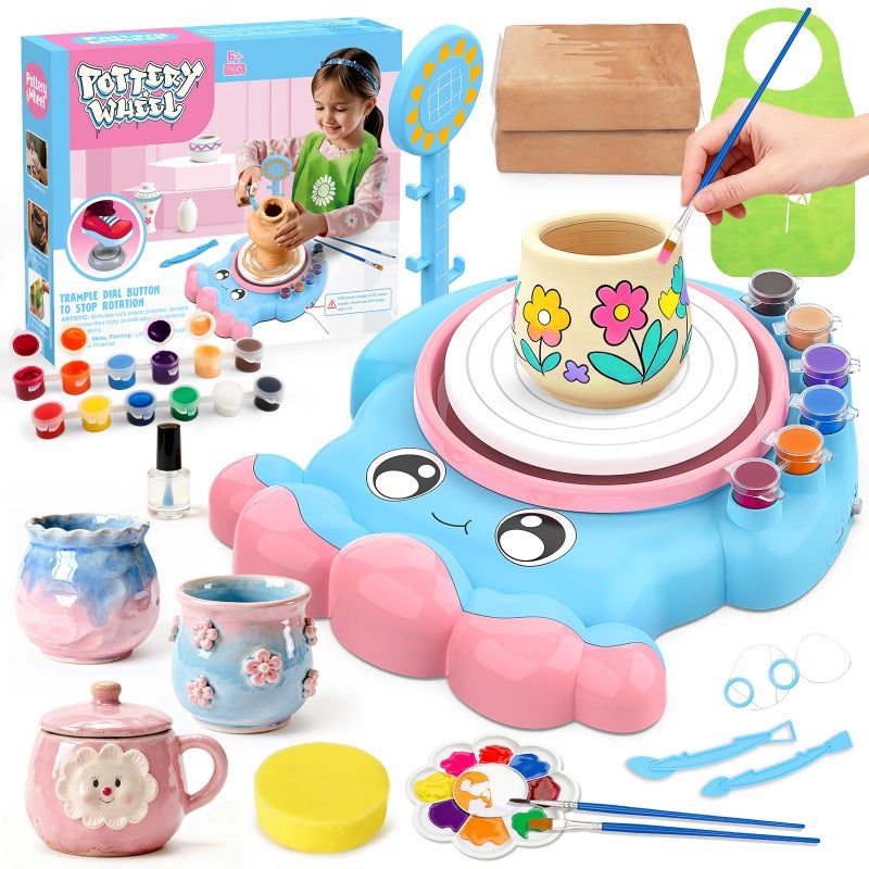 Aujazyble Pottery Wheel for Kids, Complete Pottery Painting Art & Craft Kit Toy, Arts and Crafts for Kids Ages 8-12, Girls Boy Toys Birthday Halloween Christmas Gift for Kid Ages 6 7 8 9 10 11 12+, Blue - Image 1