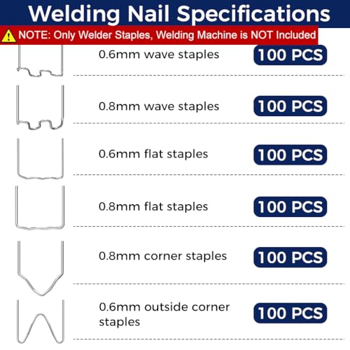 Serplex® 600Pcs Plastic Hot Stapling Welder Staples,Plastic Welding Staples,6 Types Hot Welder Staple Bumper Welding Wire for Repair Car Bumper Crack (Only Included) - Image 2