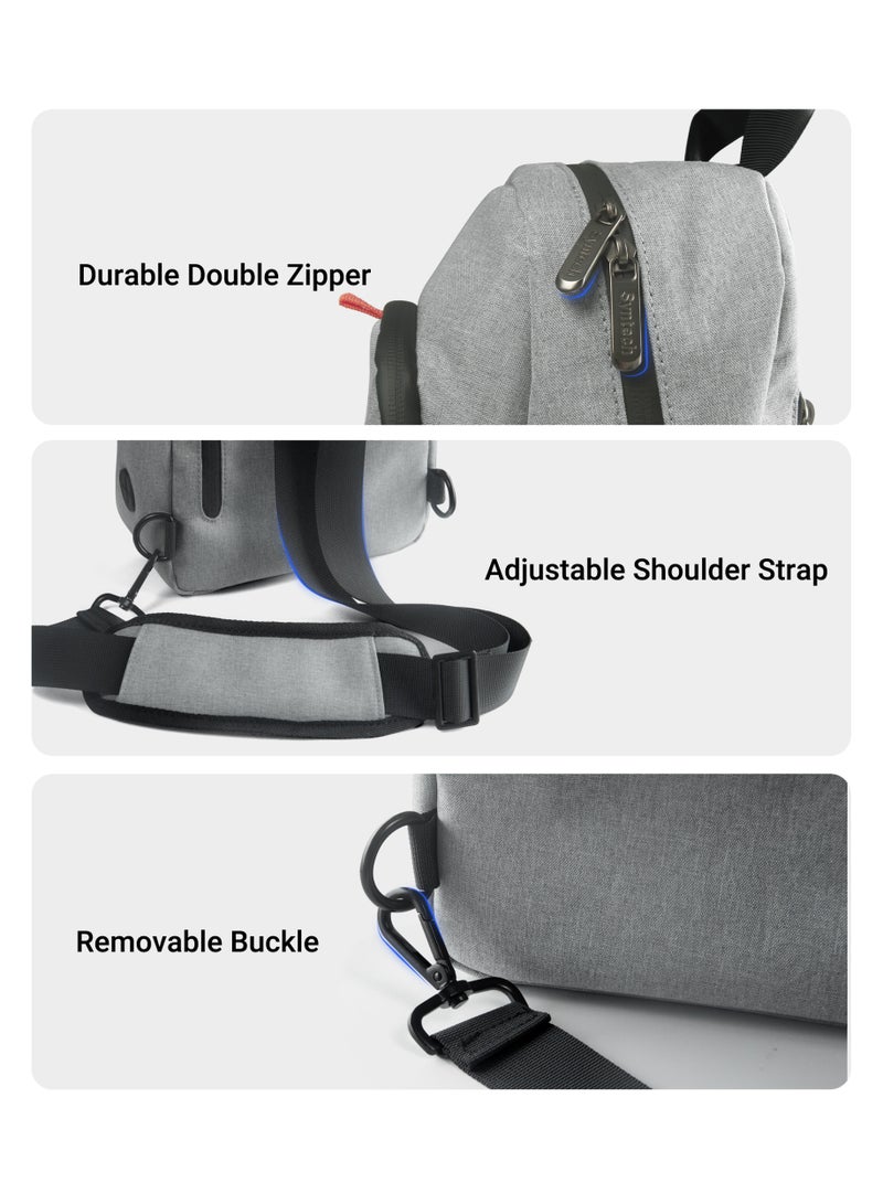 سينتيك حقيبة حمل Syntech (Sling Bag) لأجهزة Steam Deck/ROG Ally X/Legion Go S و Nintendo Switch 2/PS Portal - حقيبة سفر محمولة ووحدات تحكم بسعة تخزين كبيرة (لون رمادي) - Image 4