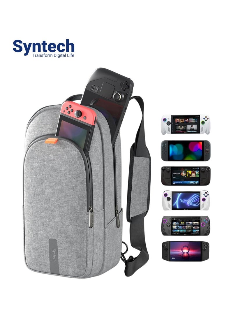 Syntech Carrying Case Compatible with Steam Deck OLED/ROG Ally X/Legion Go S, Sling Bag for Nintendo Switch 2/PS Portal, Portable Travel Bag for Consoles & Accessories with Large Storage Space, Gray - Image 1