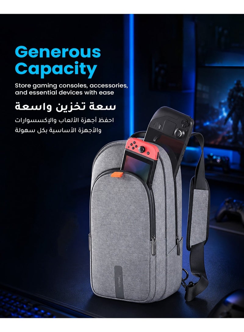 Syntech Carrying Case Compatible with Steam Deck OLED/ROG Ally X/Legion Go S, Sling Bag for Nintendo Switch 2/PS Portal, Portable Travel Bag for Consoles & Accessories with Large Storage Space, Gray - Image 3