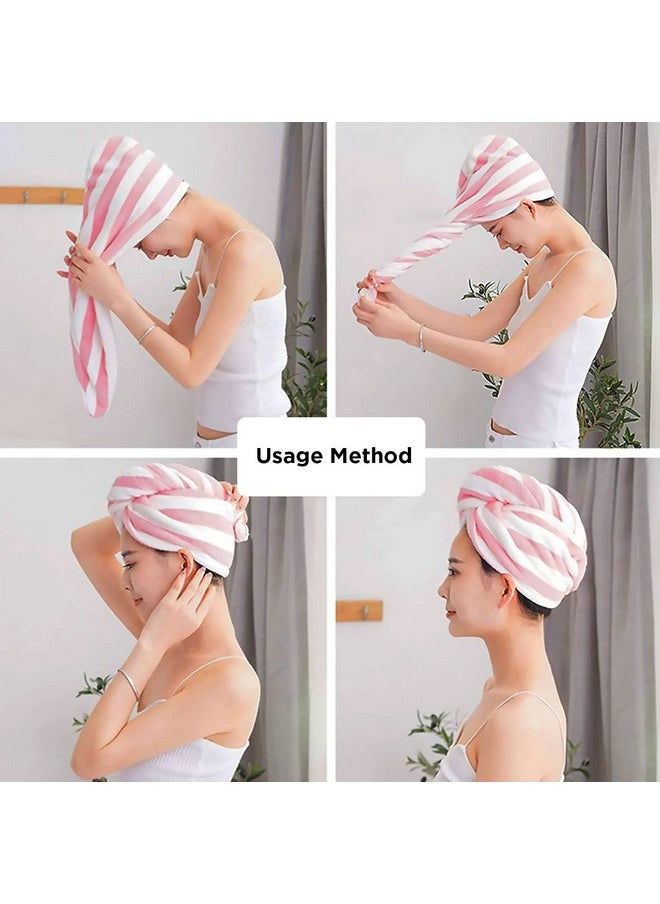 NFI essentials NFI essentials Pack of 2 - Warp Absorbent Hair Drying Microfiber Head Towel, Super Absorbent Towel Cap Salon Towel Quick Dry Shower Hair Towel Wrap with Button for Women (TOW-1-Purple & Pink)  - Image 5