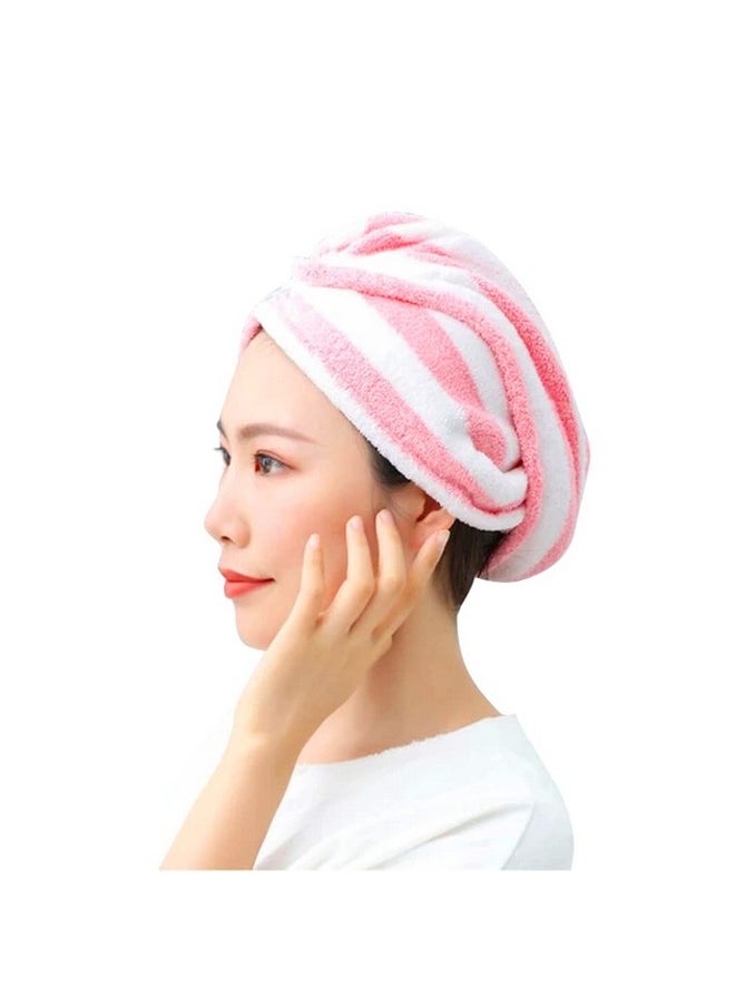 NFI essentials NFI essentials Pack of 2 - Warp Absorbent Hair Drying Microfiber Head Towel, Super Absorbent Towel Cap Salon Towel Quick Dry Shower Hair Towel Wrap with Button for Women (TOW-1-Purple & Pink)  - Image 3